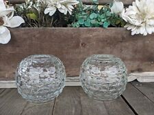 Vintage Homco 2-Piece Clear Glass Fairy Lamp Cubist Globe Candle Holders (2) picture