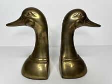 Pair of Vintage Solid Brass Duck Head Bookends 6.5 inches tall picture