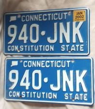 Vintage Pair Of 1990's  Blue/White Connecticut License Plates #940 JNK picture