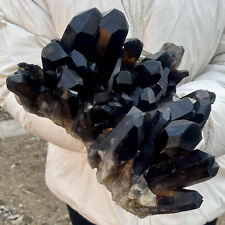 7.71LB Large Natural Black Smoky Quartz Crystal Cluster Raw Mineral Specimen picture