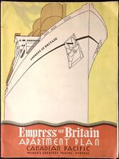 1920s Canadian Pacific Steamship Empress of Britain Apartment Plan Photo Poster picture