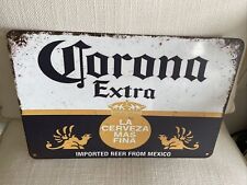 CORONA EXTRA IMPORTED BEER FROM MEXICO VINTAGE LK METAL SIGN LA CERVEZA MAS FINA picture
