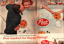 1956 Post Cereal 2-Page Print Ad, Happy Eating nostalgic b3 picture