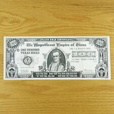 100 Texas Bucks Dollars Novelty Note Currency 1952 Texas Black Gold Certificate picture