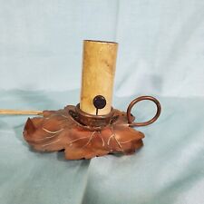 Vintage Copper Leaf Candlestick Lamp Table Light Craftsman Arts & Crafts Works picture