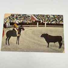 Antique postcard  Bull Fight Mexico Picador Awaiting the Charge. B9 picture