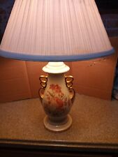 Vintage Ceramic Floral & Gilded Table Lamp New Wire Updated picture
