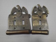 Vintage Brass American Eagle Peace John Quincy Adams Quote 2&1  Lightswitch... picture