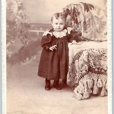 c1880s Allentown, PA Adorable Little Girl Funny Baby Hair Cabinet Card Photo B14 picture