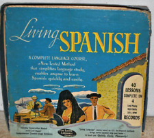 Vintage Living Spanish 4 LP Box Set The Living Language Course Vinyl 33 1/3 RPM picture