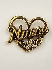 Gold Colored Nurse Heart And Rose Lapel Pin Brooch picture