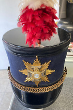 Reproduction British Army Napoleonic War Shako with White and Red Feather Plume picture