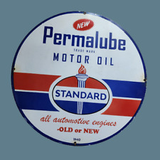 PORCELIAN PERMALUBE MOTOR OIL ENAMEL SIGN SIZE 30X30 INCHES picture