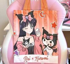Sailor Moon x Sanrio Tote Bag Sailor Mars Rei x Kuromi Orange Tote Kawaii Bag picture