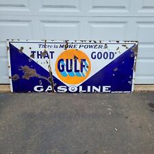 LARGE Original That Good Gulf Gasoline Oil Porcelain Enamel Sign 6 Foot SSP  picture