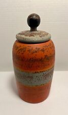 RARE Antique Wooden Lacquerware Painted Tea / Coffee Caddy Barrel 8