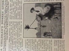 m5-2g ephemera 1912 article a children's donkey gymkhana stick carrot race  picture