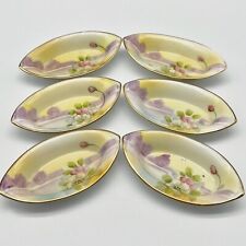 Lovely Set/6 Antique Matching Nippon Hand Painted Porcelain Open Salt Cellars picture