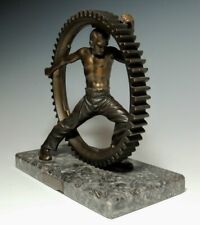 Worker Bronze Sculpture WPA Period Style Art Deco Machine Age Social Realism picture