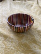 Small Rainbow Color Striped Turned Wood Bowl Handmade Norpro Mr. Dudley picture