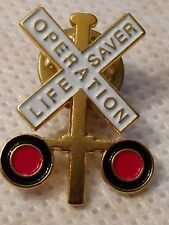 2 Pins Lot Railroad Crossing Pin Operation LifeSaver Lapel Tie Train Sign  picture