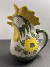 RARE YELLOW/GREEN GALLETT ROOSTER CERAMIC PITCHER MADE IN ITALY picture