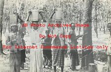 Native Ethnic Culture Costume, RPPC, Workers on a Rubber Estate picture