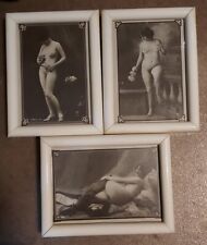 Set Of 3 French Nude A Reproduction of a 1920 Postcard Framed  picture