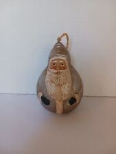 Hand Painted Gourd Santa Vintage Folk Art Christmas Holiday Snowman picture