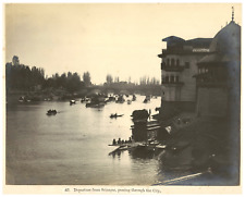 India, Srinagar, departure from Srinagar, passing through the City Vintage print picture