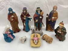 Vintage Nativity Set 10 Piece Hand Painted Bisque Porcelain picture