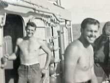 Z2 Photograph Handsome Shirtless Navy Military Men Out At Sea 1940-50's 3.5X5.5 picture