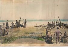 Orig. 1927 US Army 55th Coast Artillery Corps Battery F on Beach Panorama Photo picture