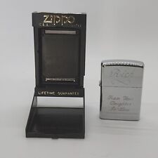 1992 Zippo Lighter #250 High Polish Chrome Unfired Enscribed Vintage picture