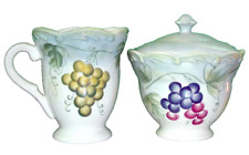 Lenox Tuscan Vine Blanc/Rose Sugar Bowl & Creamer Handpaint Scalloped New Boxed picture
