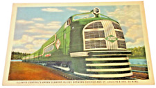 1936 ILLINOIS CENTRAL GREEN DIAMOND UNUSED LINEN POST CARD picture