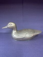 Vintage  Brass Duck Statue Figurine, 8” LONG picture