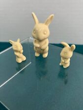 Lot of 3 Vintage Small Ceramic Bunny Rabbit Porcelain Figurines-Off-White Glossy picture