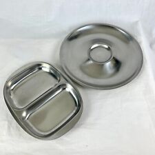 2 Vintage Cultura  Stainless 18 8 Sweden Divided Dish & Tray Mid Century Modern picture