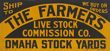THE FARMERS OMAHA STOCK YARDS ADVERTISING METAL SIGN picture