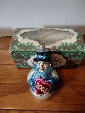 Old World Christmas Mercury Glass Snowman 5” Dated 2001 Christmas Ornament picture