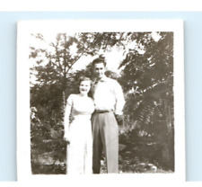 Vintage Photo 1940's, Young Couple Posed Outside, 2 x 2, Black White picture