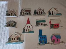 Vintage Putz Houses Lot Church Castle Almost Mint 11 PCs Never Used Japan picture