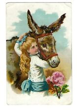 c1890 Victorian Trade Card Lily Dress Shields, Girl & Horse picture