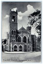1914 First ME Church Exterior Roadside Syracuse New York NY Posted Tree Postcard picture