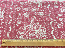 Vintage Pink & White Floral Print Cotton Fabric Panel 2 Yards picture