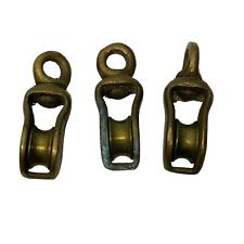 Lot of 3 Antique Miniature  Brass Pulleys Sailboat Rigging Maritime Boat Ship picture