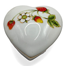 Vintage OMC Strawberry Trinket Box Heart Shaped picture