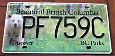 BRITISH COLUMBIA BC CANADA PARKS LICENSE PLATE # PF308H KERMODE BEAR WILDLIFE picture