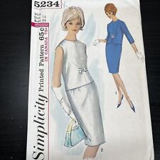Vintage 1960s Simplicity 5234 MCM Mod Skirt + Blouse Sewing Pattern 14 XS CUT picture